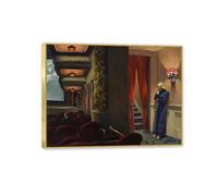 MYCGGDGH Edward Hopper Print on Canvas New York Movie Print Postter Resumen Pintura al óleo Reproducción Decoración romántica para sala de estar Oficina de dormitorio 65x50cm(26x19in) Enmarcado
