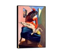 MYCGGDGH Impresión en Lienzo Max Ernst Poster Reproducción Cuadros La Santísima Virgen Castiga Max Ernst Cuadro en Lienzo Decoración Mural Para SalóN y Dormitorio 60x40cm(24x16in) marco negro