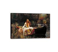 MYCGGDGH John William Waterhouse Poster The Lady of Shalott Print on Canvas Pinte Reproduction Reproduction Decoración de pared moderna para sala de estar dormitorio 75x50cm(30x20in) Enmarcado negro
