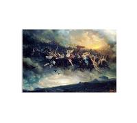 MYCGGDGH La cacería salvaje de Odin impresa Peter Nicolai Arbo Pintación germánica Viking Nórdico Pagan God Odin Sky War Decoración de pared 120x80cm(47x31in) Sin marco