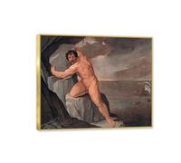 MYCGGDGH Lienzos de Pintores Famosos Guido Reni Cuadro en Lienzo Reproducciones de Arte Polifemo Cuadros de Pintores Famosos Impresión Decoracion Salon Modernos 35x30cm Marco dorado