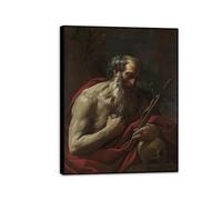 MYCGGDGH Lienzos de Pintores Famosos Guido Reni Cuadro en Lienzo Reproducciones de Arte San Jerónimo Cuadros de Pintores Famosos Impresión Decoracion Salon Modernos 50x40cm Marco negro