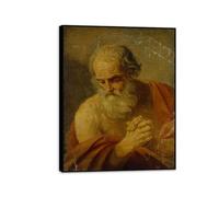MYCGGDGH Lienzos de Pintores Famosos Guido Reni Cuadro en Lienzo Reproducciones de Arte San Jerónimo Cuadros de Pintores Famosos Impresión Decoracion Salon Modernos 90x70cm Marco negro
