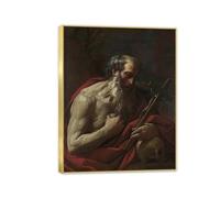 MYCGGDGH Lienzos de Pintores Famosos Guido Reni Cuadro en Lienzo Reproducciones de Arte San Jerónimo Cuadros de Pintores Famosos Impresión Decoracion Salon Modernos 90x70cm Marco dorado
