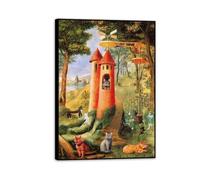 MYCGGDGH Remedios Varo cuadro con marco Cats Paradise Poster Cuadros Famosos en Lienzo Cuadros Decoracion de Pintores Famosos DecoracióN de Pared Dormitorio55x40cm(22x16in) Marco negrod