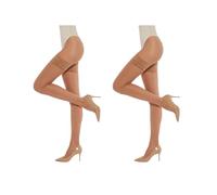 MYCHICLEGS Medias transparentes autoadhesivas con liga de encaje de 20 DEN, lencería sexi para mujeres - beige natural (Sabia) pack de 2 pares - XS-S