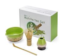 Mycketop Juego de 4 batidores de matcha, batidor de bambú, cuchara, soporte de cerámica para persecución, cuenco de té con boquilla, kit perfecto para los amantes del matcha, Verde Degradado