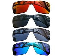 MYCOURAG 4 pares de lentes de repuesto para gafas de sol Oakley Batwolf OO9101 - negro sólido+titanio+azul hielo+rojo fuego