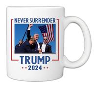 MyCozyCups Never Surrender Trump 2024 - Taza de café de cerámica de 325 ml con bomba de puño Donald Trump Butler Pennsylvania Rally, Not Today Shot Intentado Assassination 24 taza de disparo