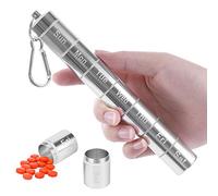 MYCreator Pastillero semanal, pastillero portátil, aleación de aluminio, 7 días, soporte para píldoras, impermeable, 7 compartimentos, organizador de medicina, tubo de pastillas, pastillas,