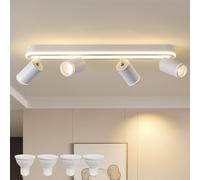 MYCUL Lampara tech 4 llamas orientable 350°,foco de techo con resplandor inferior 36W+4x5W focos GU10,3000K blanco cálido focos led interior,lámpara de techo moderna,foco para cocina,salón blanco