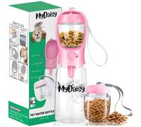 MYDAISY 550ml Bebedero Perro Portatil Apta para Lavavajillas con Comedero Perro y envase de Comida de 100g Botella Agua Perro Apto también para Cachorros y Gatos Viajar Perros Accesorios