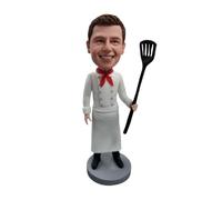 mydedor Figura 3D personalizada Bobblehead de Photo Chef Bobbleheads cocinero masculino con espátula escultura hecha a mano regalos para profesionales culinarios, decoración del hogar y cocina para