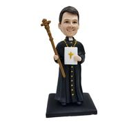 mydedor Figura 3D personalizada de cabeza bobblehead, figura de sacerdote masculino, adorno de mesa de clero religioso, regalos para pastores, ministros, clérigos para cumpleaños y decoración del