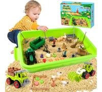 MYDOVA Caja de Arena de Granja, Juego de Bricolaje Sand Art Kit, Juguete de Arena con 1 kg de Arena mágica, Equipado con Verduras, Herramientas agrícolas y Tractores, Juguetes educativos