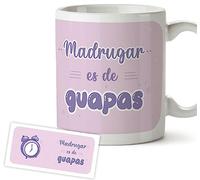 MYDREAM Regalo Compañera Trabajo - Taza Compañera Trabajo - Tazas Originales para Regalar - Taza Graciosa Amigo Invisible Desayuno - Madrugar es de Guapas (350 ml)