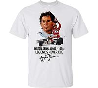 MYDVDHDV OKY Ames Ayrton Senna 1990-1994 Legends Never DIEE T-Shirt White for Men White(Large)
