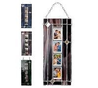 MYDZSWZX Handmade Stained Glass Photobooth Frame, for Photo Strip 2x6 Inch, Hanging Glasses Picture Frames with Chain for Memories (A)(A)