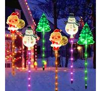 MYDZSWZX Paquete de 6 Luces LED solares móviles for Navidad, Decoraciones navideñas for Exteriores a Prueba Agua, for árboles for Patio, jardín, terraza y Camino(#B,Battery)