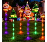 MYDZSWZX Paquete de 6 Luces LED solares móviles for Navidad, Decoraciones navideñas for Exteriores a Prueba Agua, for árboles for Patio, jardín, terraza y Camino(#A,Battery)