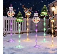 MYDZSWZX Paquete de 6 Luces navideñas móviles, solares LED, Decoraciones for Exteriores a Prueba Agua, for Patio, Porche, Camino, fácil Instalar(Style 2,Battery)