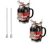 MYDZSWZX Taza de rescate contra incendios: for los más valientes entre nosotros, taza aislada doble pared acero inoxidable con diseño camión bomberos 3D, for, regalo único(2pcs)