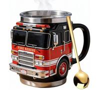MYDZSWZX Taza de rescate contra incendios: for los más valientes entre nosotros, vaso acero inoxidable con diseño camión bomberos 3D, for, amantes del café camiones, regalo único