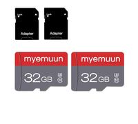 myemuun Paquete de 2 tarjetas micro SD de 32 GB, C10 de alta velocidad, con adaptador para smartphone, tablet, consola de juegos, cámara de seguridad y cámara de salpicadero (2 x 32 GB)