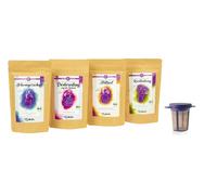 myEphelia Juego de 4 tés orgánicos + colador | 100% orgánico | para el nacimiento | baby shower | embarazo | desarrollado por nuestra partera (azul)