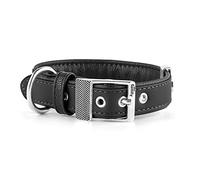 MyFamily Collar Ajustable para Perros En Polipiel Italiana Made In Italy, Acabados Metálicos En Plata Antigua, Cómodo Y Resistente, Hecho A Mano, Colección Bilbao
