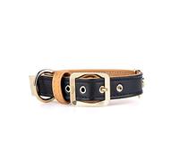 MyFamily Collar De Perro Ajustable En Cuero Genuino Italiano Made In Italy, Acabado Metálico Chapado En Oro De 24 Quilates, Cómodo Y Resistente, Hecho A Mano, Colección Hermitage