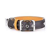 MyFamily Collar De Perro Ajustable En Cuero Genuino Italiano Made In Italy, Acabado Metálico En Bronce Blanco, Cómodo Y Resistente, Hecho A Mano, Colección Hermitage