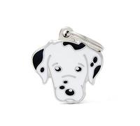 MyFamily - Medalla de perro personalizada con forma de dálmata, placa de identificación para perro con grabado libre, esmaltada a mano de metal, colección Friends