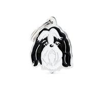 MyFamily - Medalla para perro fabricada en Italia, Shih Tzu, placa de perro, esmaltada a mano de metal, colección Friends, 23 x 32 mm, Metal