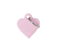MyFamily - Medalla para perro personalizada con forma de corazón pequeño rosa, placa de perro con grabado gratuito, esmaltado a mano de metal, colección básica