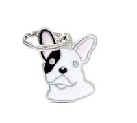 MyFamily - Medalla para perro personalizada en forma de Bulldog Francés Blanco, placa de perro con grabado gratuito, esmaltado a mano de metal, colección Friends
