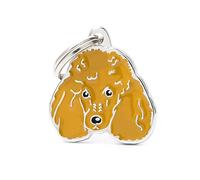 MyFamily - Medalla para perro personalizada en forma de caniche albaricoque, placa de perro con grabado gratuito, esmaltado a mano de metal, colección Friends
