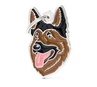 MyFamily - Medalla para perro personalizada en forma de pastor alemán, placa de perro con grabado gratuito, esmaltado a mano de metal, colección Friends