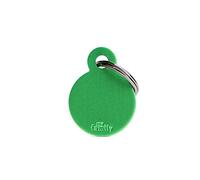 MyFamily Placa de Identificación Personalizado para Perro Círculo pequeño Metal esmaltado a Mano, Colección Basic, 21x28 mm Color Verde