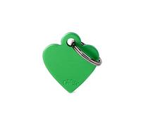 MyFamily Placa de Identificación Personalizado para Perro Corazón pequeño, Metal esmaltado a Mano, Colección Basic, 25x28 mm Color Verde