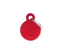 MyFamily Placa de Identificación Personalizado para Perro Made in Italy, Círculo pequeño, Placa de identificación de Perro Grabada Gratis, Metal esmaltado a Mano, Colección Basic, 21x28 mm Color Rojo