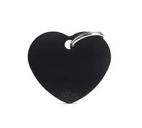 MyFamily Placa de Identificación Personalizado para Perro Made in Italy, Corazón Grande, Placa de identificación de Perro Grabada Gratis, Metal esmaltado a Mano, Colección Basic, 37x32 mm Color Negro