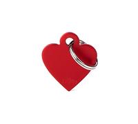 MyFamily Placa de Identificación Personalizado para Perro Made in Italy, Corazón pequeño, Placa de identificación de Perro Grabada Gratis, Metal esmaltado a Mano, Colección Basic, 25x28 mm Color Rojo