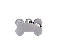 MyFamily Placa de Identificación Personalizado para Perro Made in Italy, Hueso pequeño, Placa de identificación de Perro Grabada Gratis, Metal esmaltado a Mano, Colección Basic, 30x19 mm Color Gris