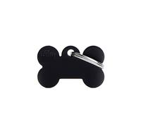 MyFamily Placa de Identificación Personalizado para Perro Made in Italy, Hueso pequeño, Placa de identificación de Perro Grabada Gratis, Metal esmaltado a Mano, Colección Basic, 30x19 mm Color Negro