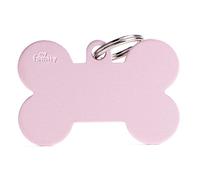 MyFamily Placa de Identificación Personalizado para Perro Made in Italy, Hueso XL Rosa, Placa de identificación de Perro Grabada Gratis, Aluminio, Colección Basic, 48x31 mm