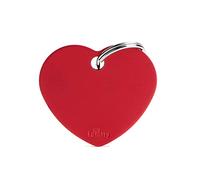 MyFamily - Placa para perro personalizada, con forma de corazón grande, color rojo, con grabado gratis, esmaltada a mano de metal, colección básica