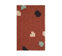 myfelt Terra alfombra de bolas de fieltro rectangular - 50 x 70 cm, rojo óxido