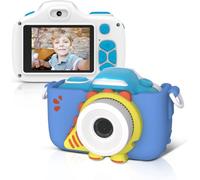 myFirst Cámara 3 Full HD de 16 MP frontal HD para niños, cámara digital y lente selfie y macro, almacenamiento de tarjetas de memoria de hasta 32 GB, cámara de video digital para niños incluye funda a