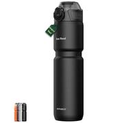 MYFOREST 700 ml Botella térmica para bicicleta, Acero quirúrgico: Sin sabor a plástico, Agarre más firme para MTB y Grava, Pico 2 en 1, Cubierta de suciedad, Antiarañazos (Negro mate)
